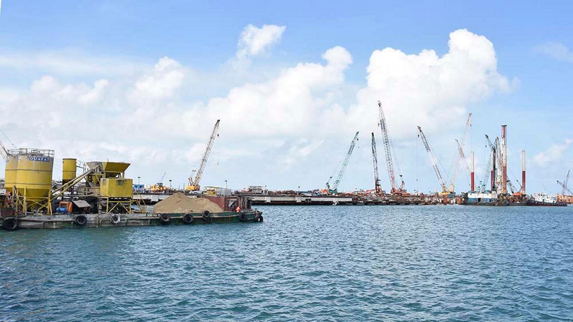 Dredging services, land leveling services on rivers and seas